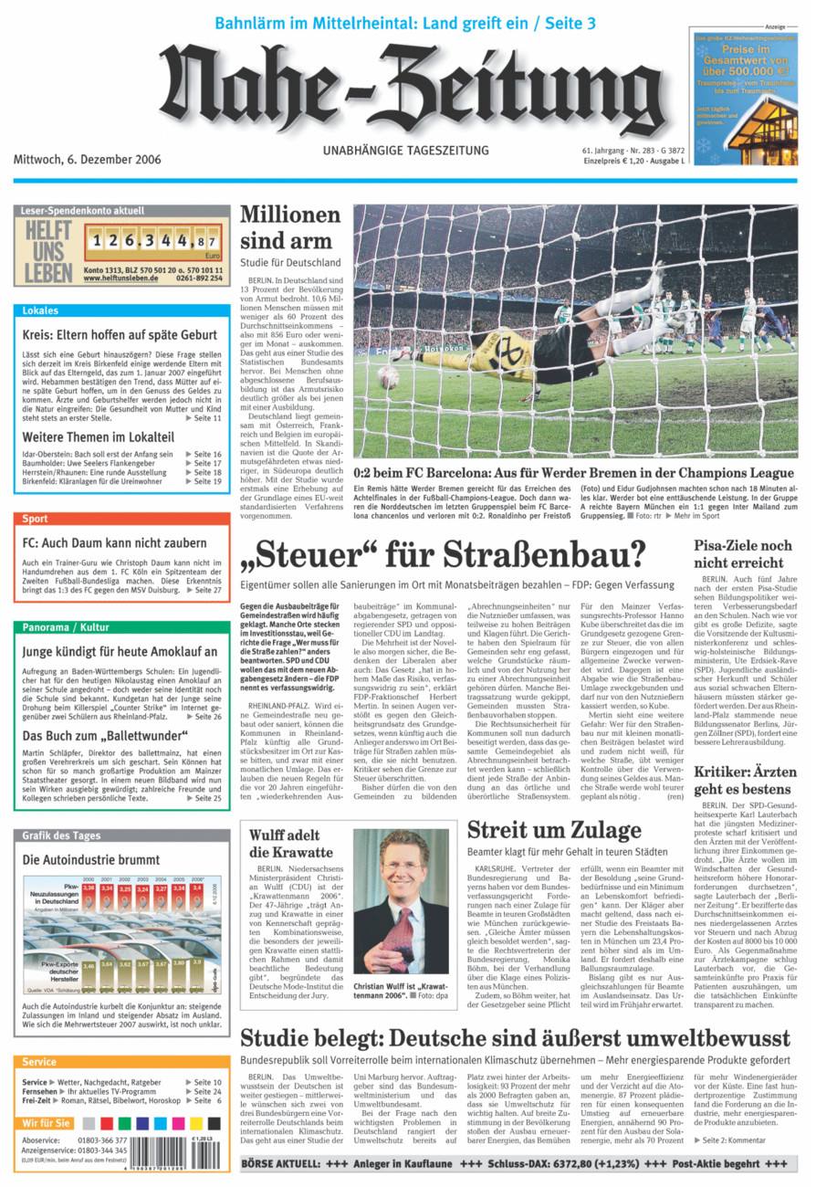 Nahe-Zeitung vom Mittwoch, 06.12.2006