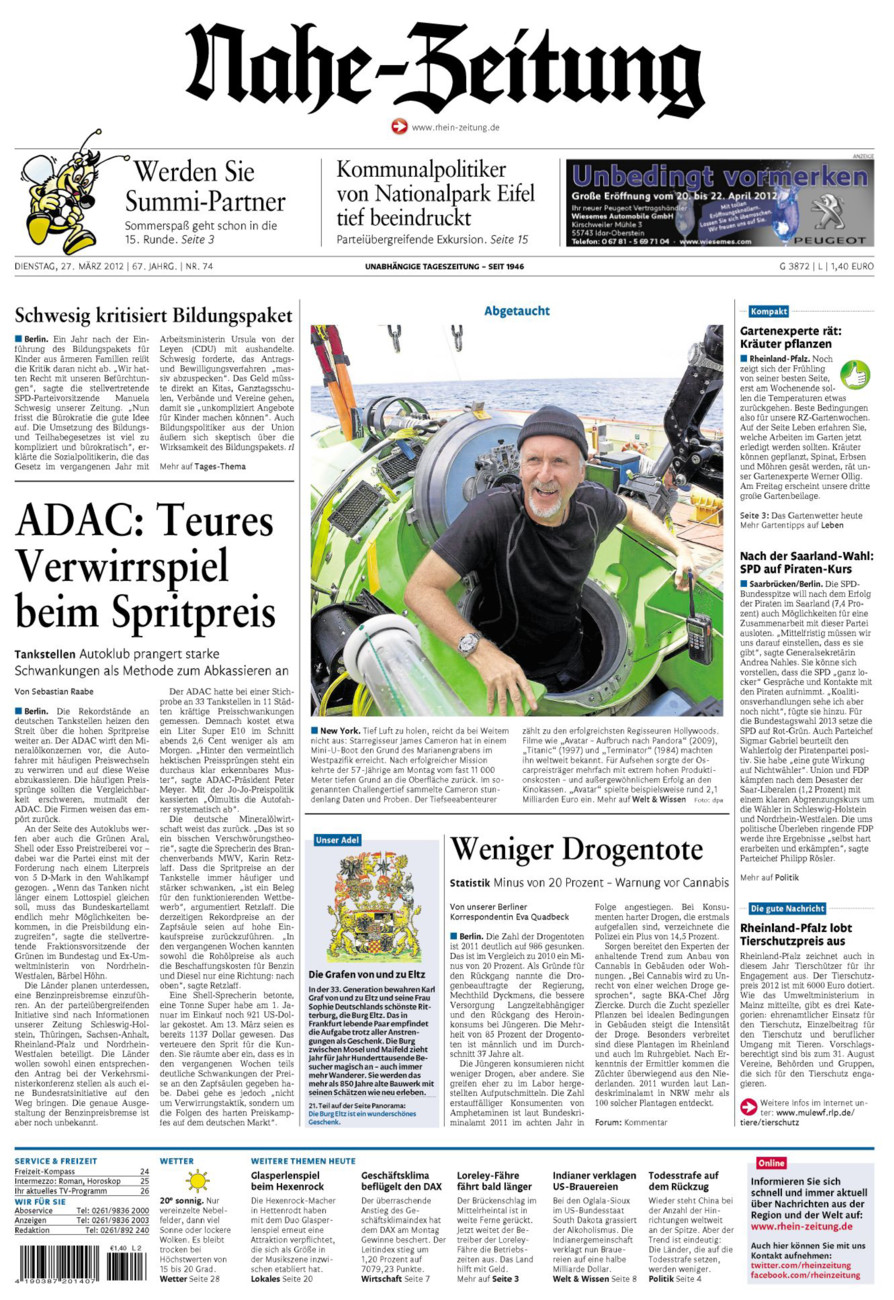 Nahe-Zeitung vom Dienstag, 27.03.2012