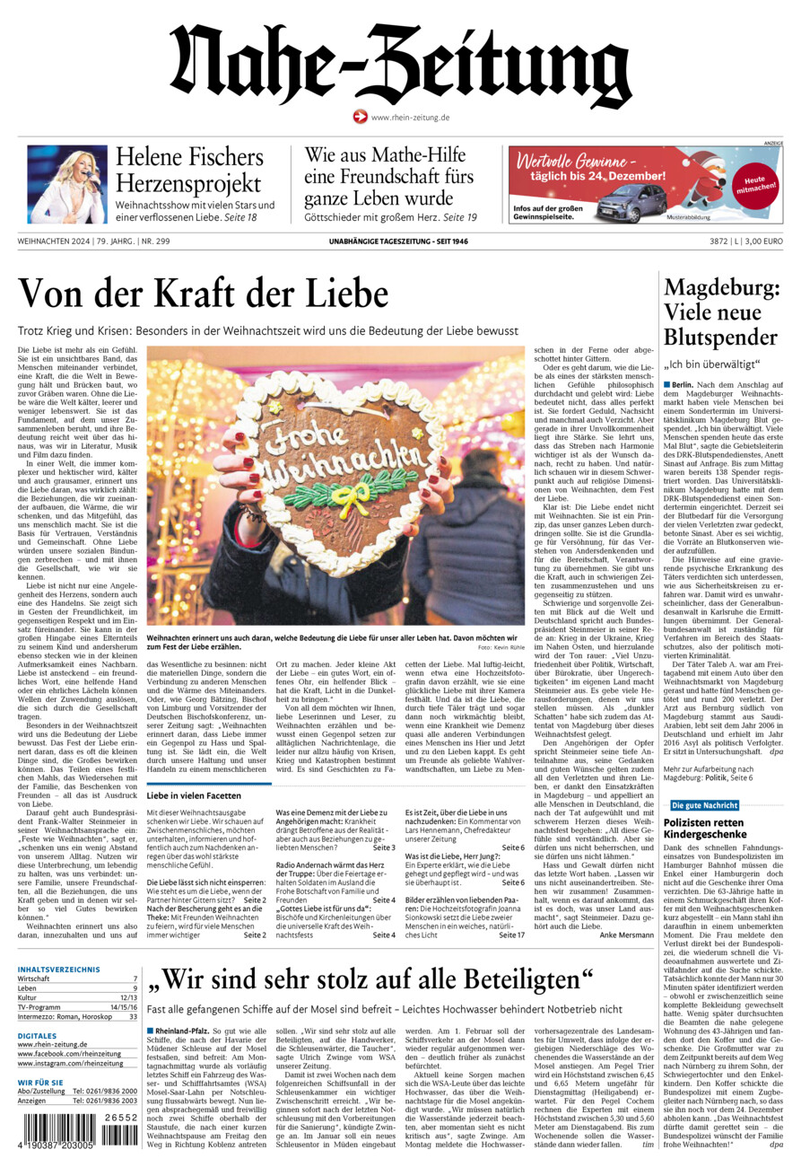 Nahe-Zeitung vom Dienstag, 24.12.2024