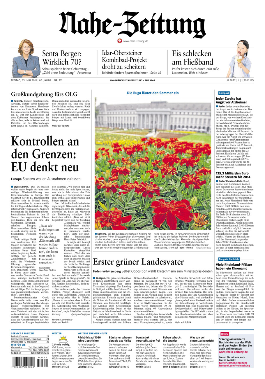 Nahe-Zeitung vom Freitag, 13.05.2011