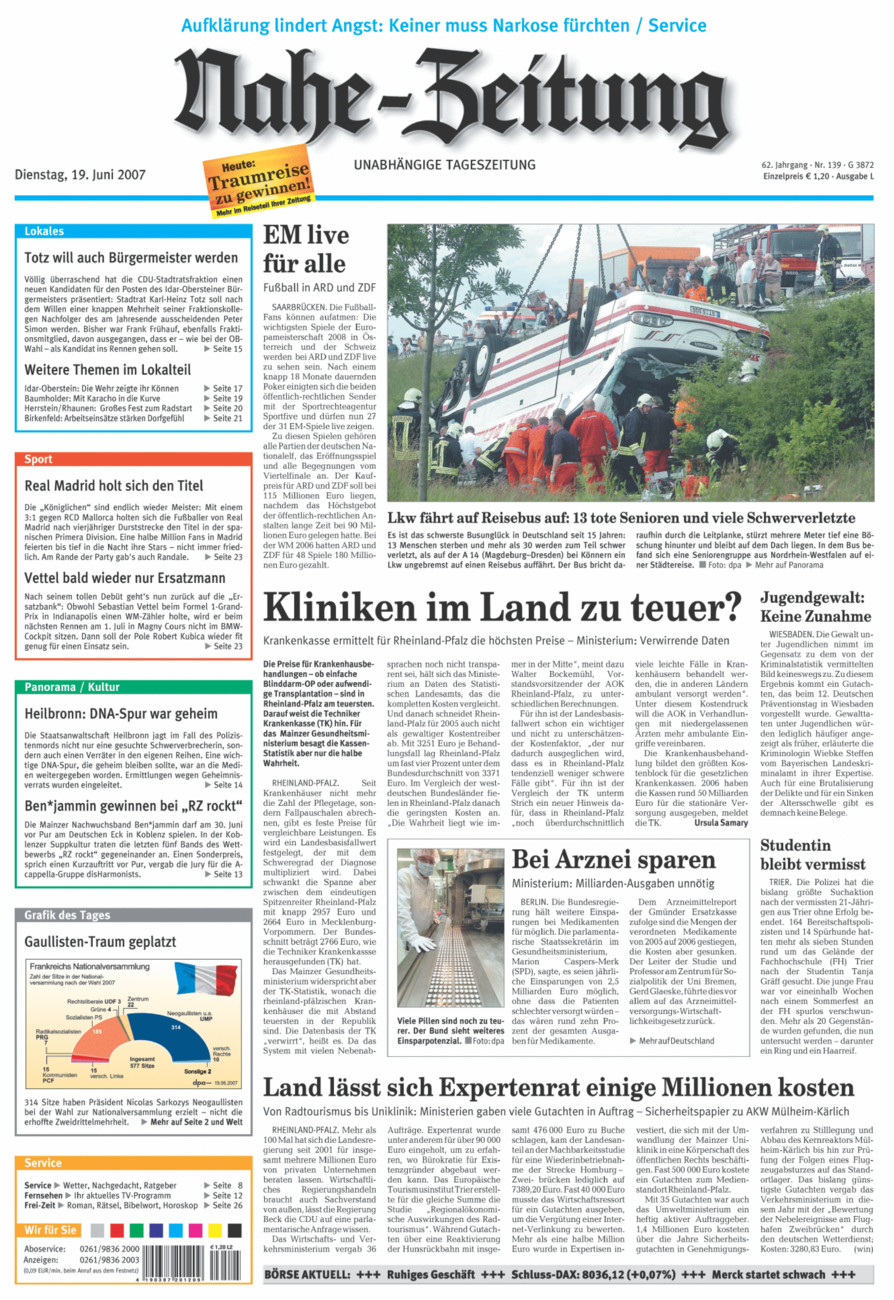 Nahe-Zeitung vom Dienstag, 19.06.2007