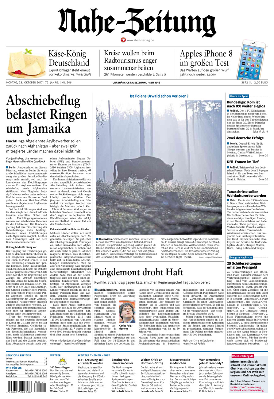 Nahe-Zeitung vom Montag, 23.10.2017