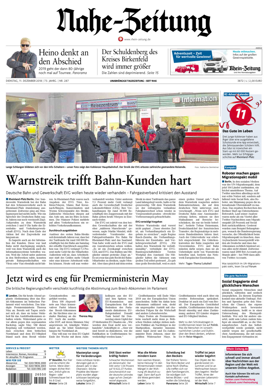 Nahe-Zeitung vom Dienstag, 11.12.2018