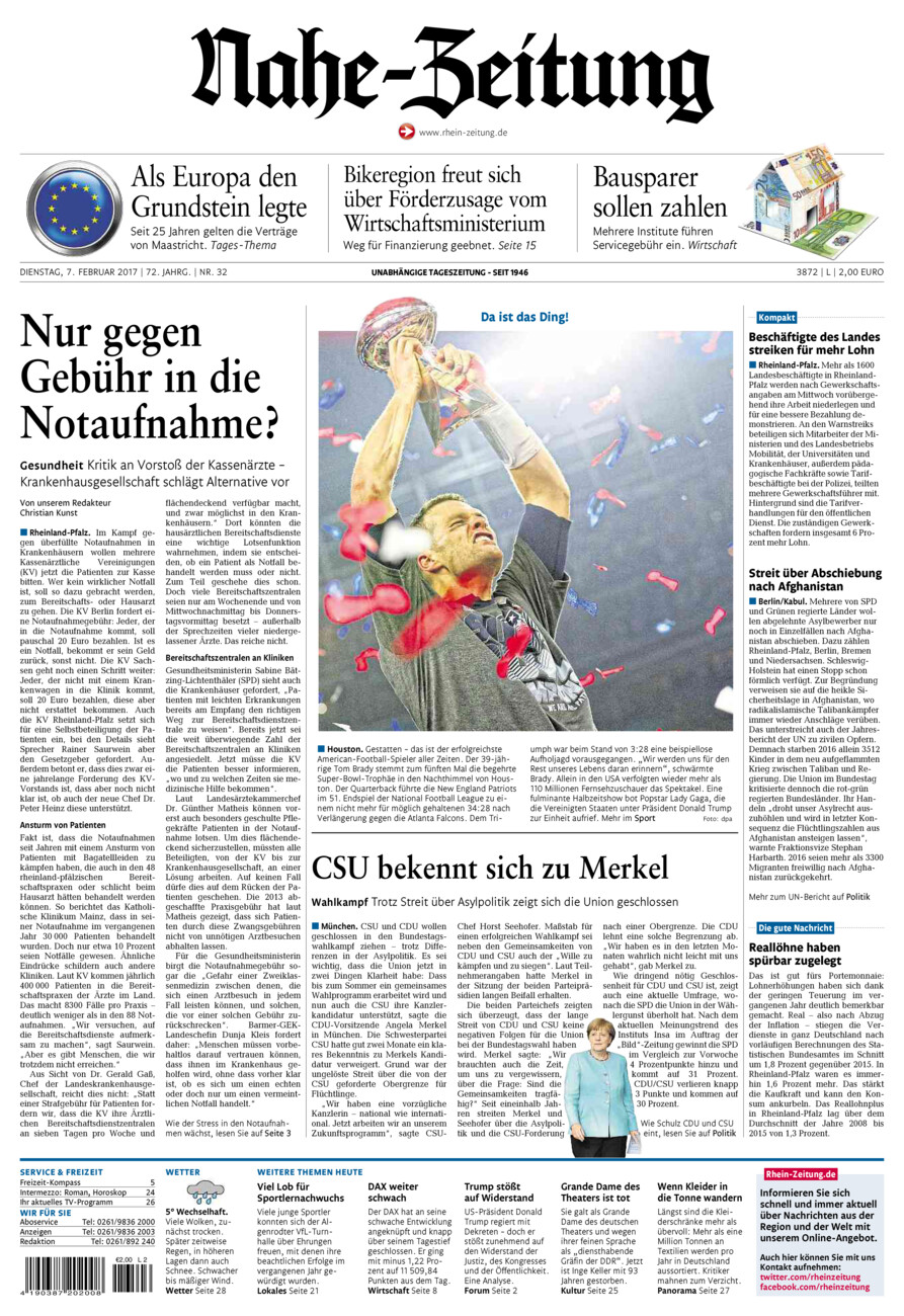 Nahe-Zeitung vom Dienstag, 07.02.2017