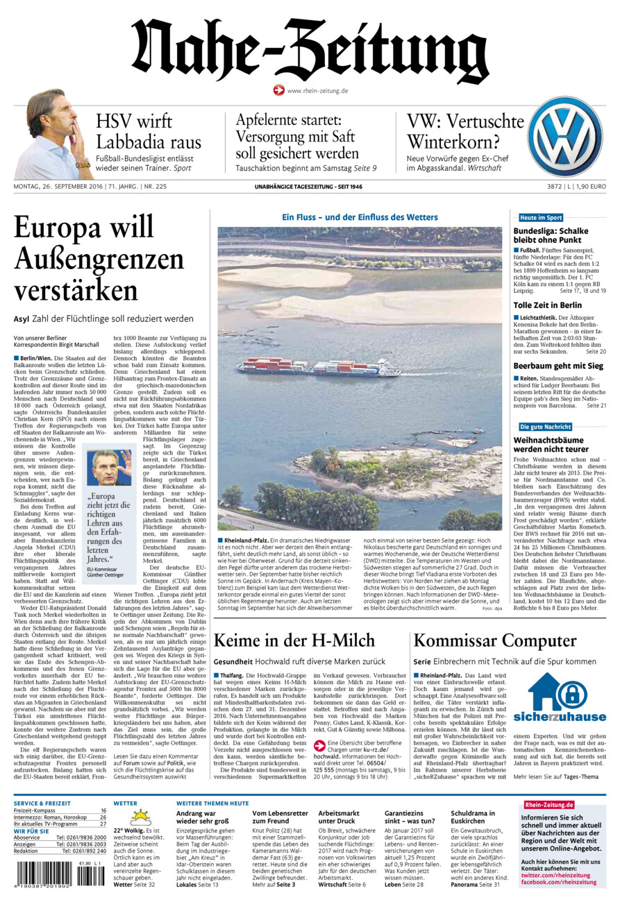 Nahe-Zeitung vom Montag, 26.09.2016