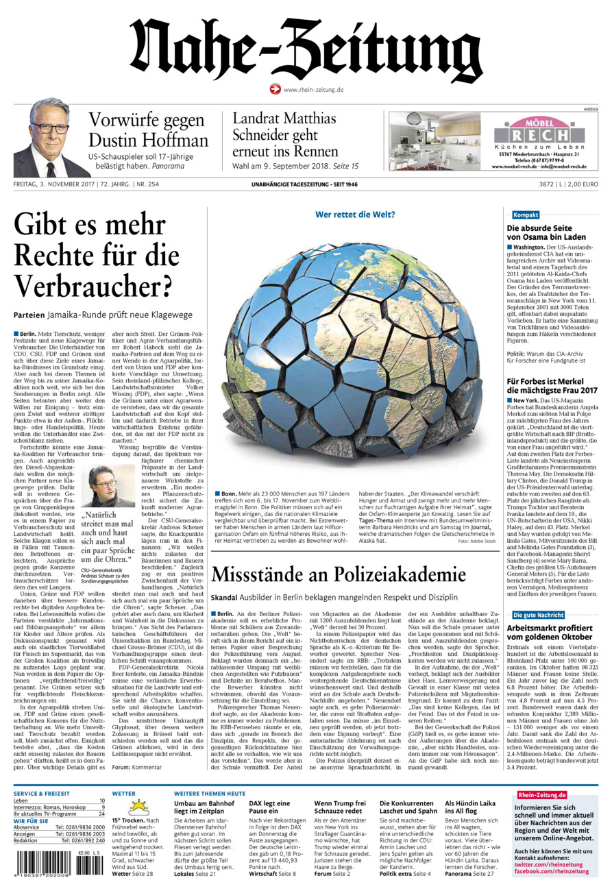 Nahe-Zeitung vom Freitag, 03.11.2017