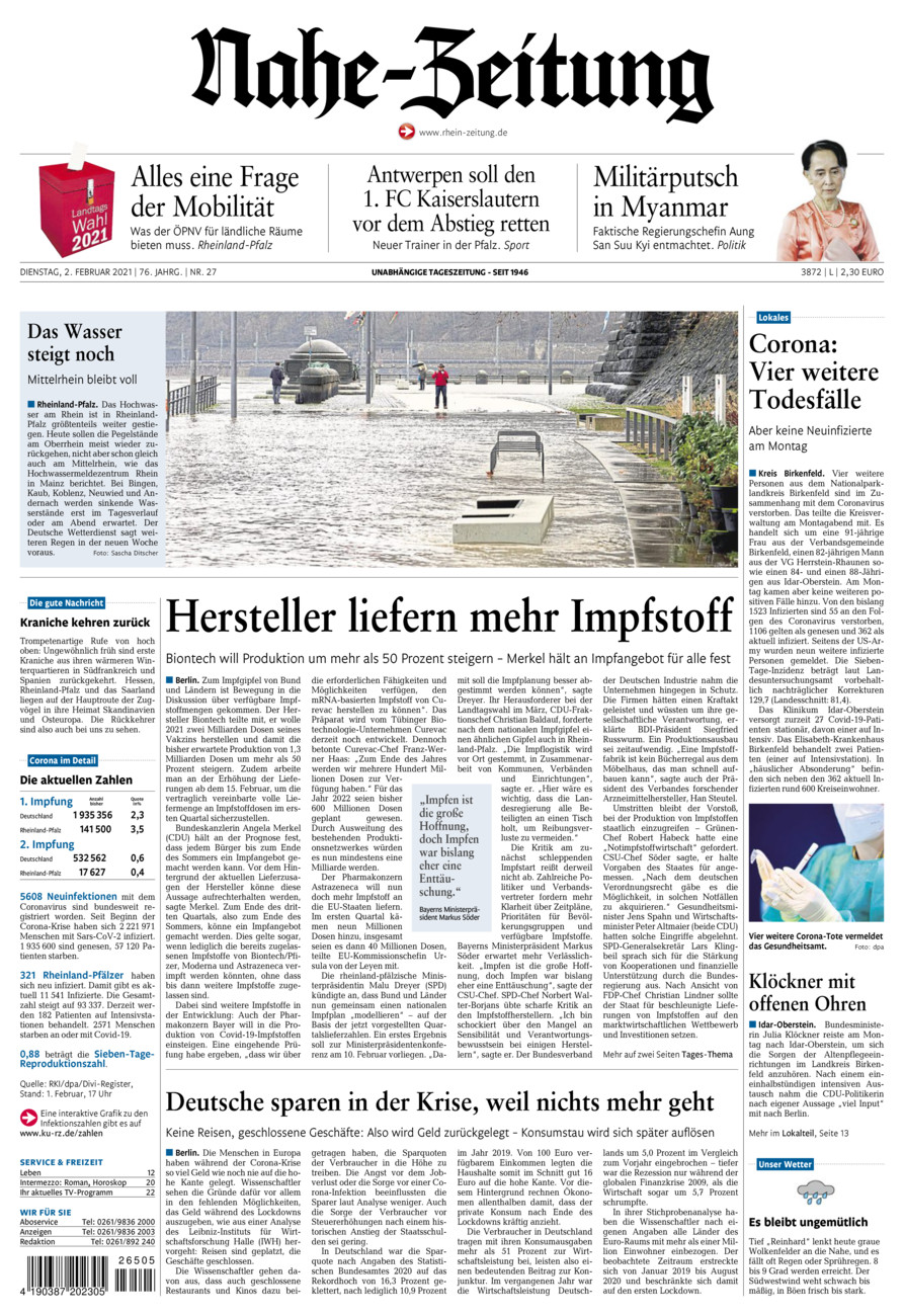 Nahe-Zeitung vom Dienstag, 02.02.2021