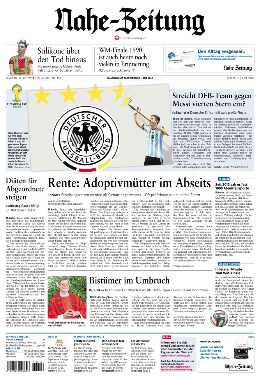 Nahe-Zeitung vom Samstag, 12.07.2014