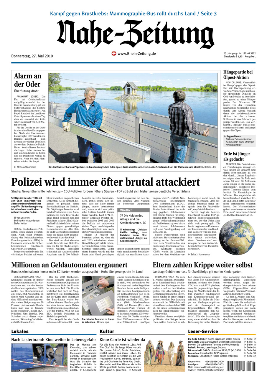 Nahe-Zeitung vom Donnerstag, 27.05.2010