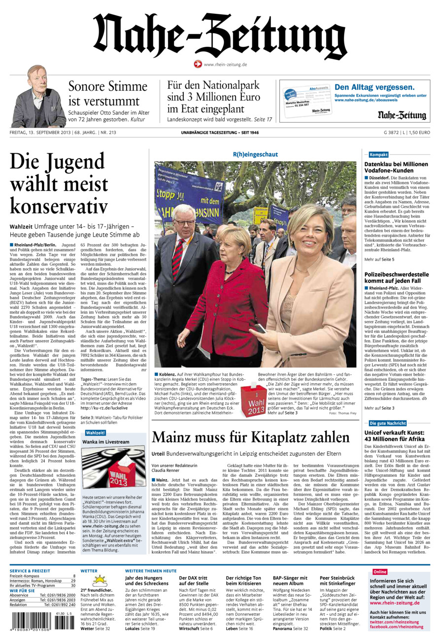 Nahe-Zeitung vom Freitag, 13.09.2013