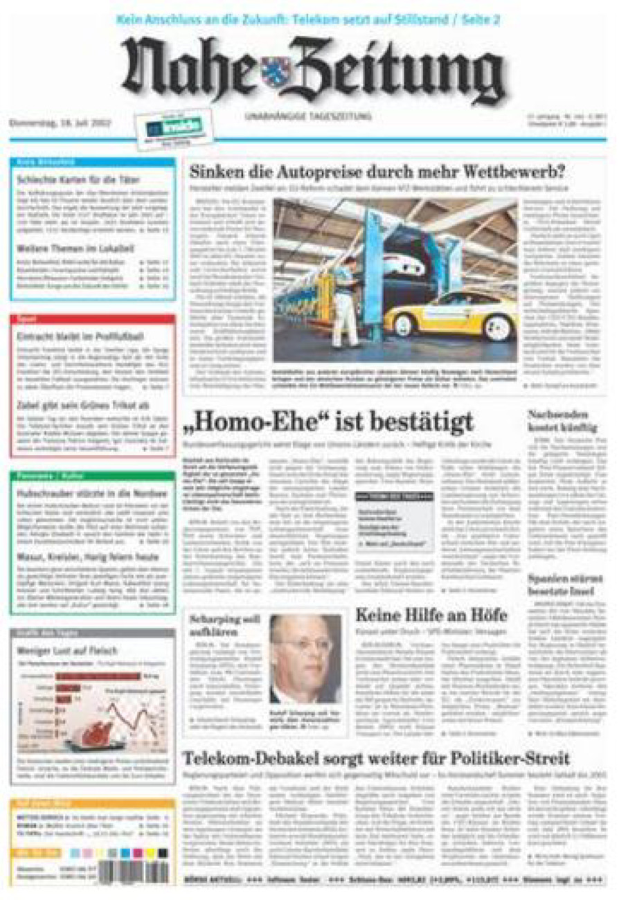 Nahe-Zeitung vom Donnerstag, 18.07.2002