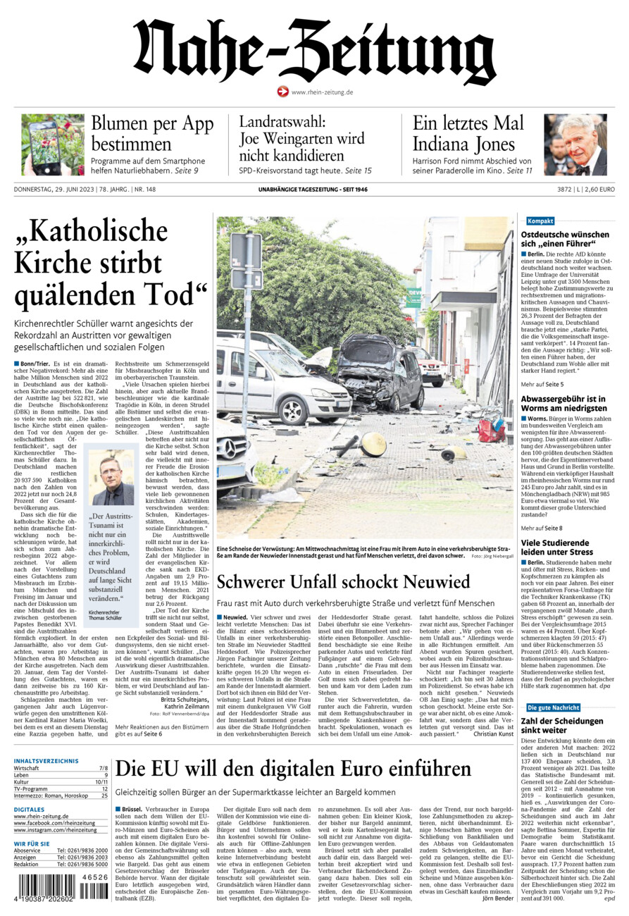 Nahe-Zeitung vom Donnerstag, 29.06.2023