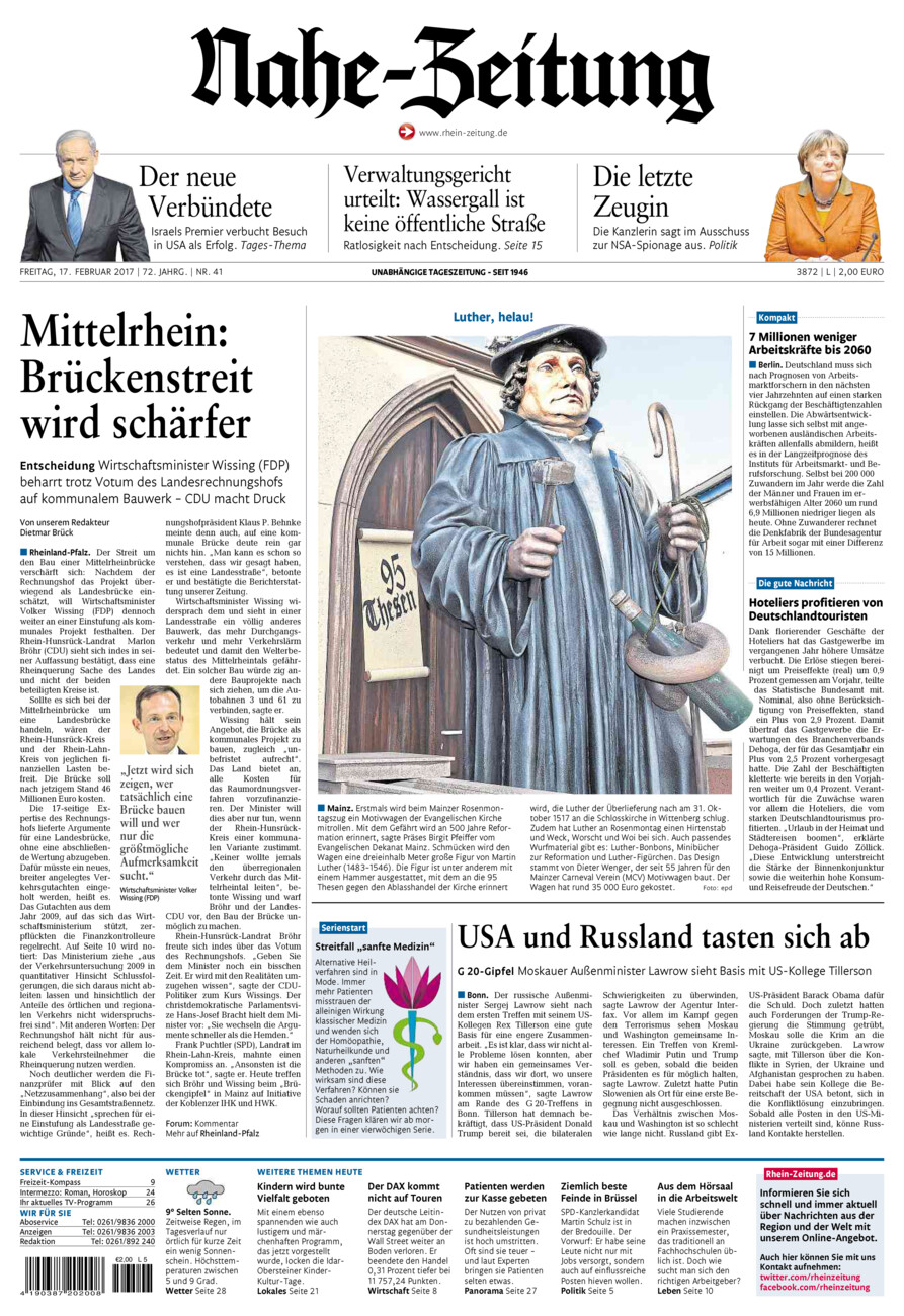 Nahe-Zeitung vom Freitag, 17.02.2017