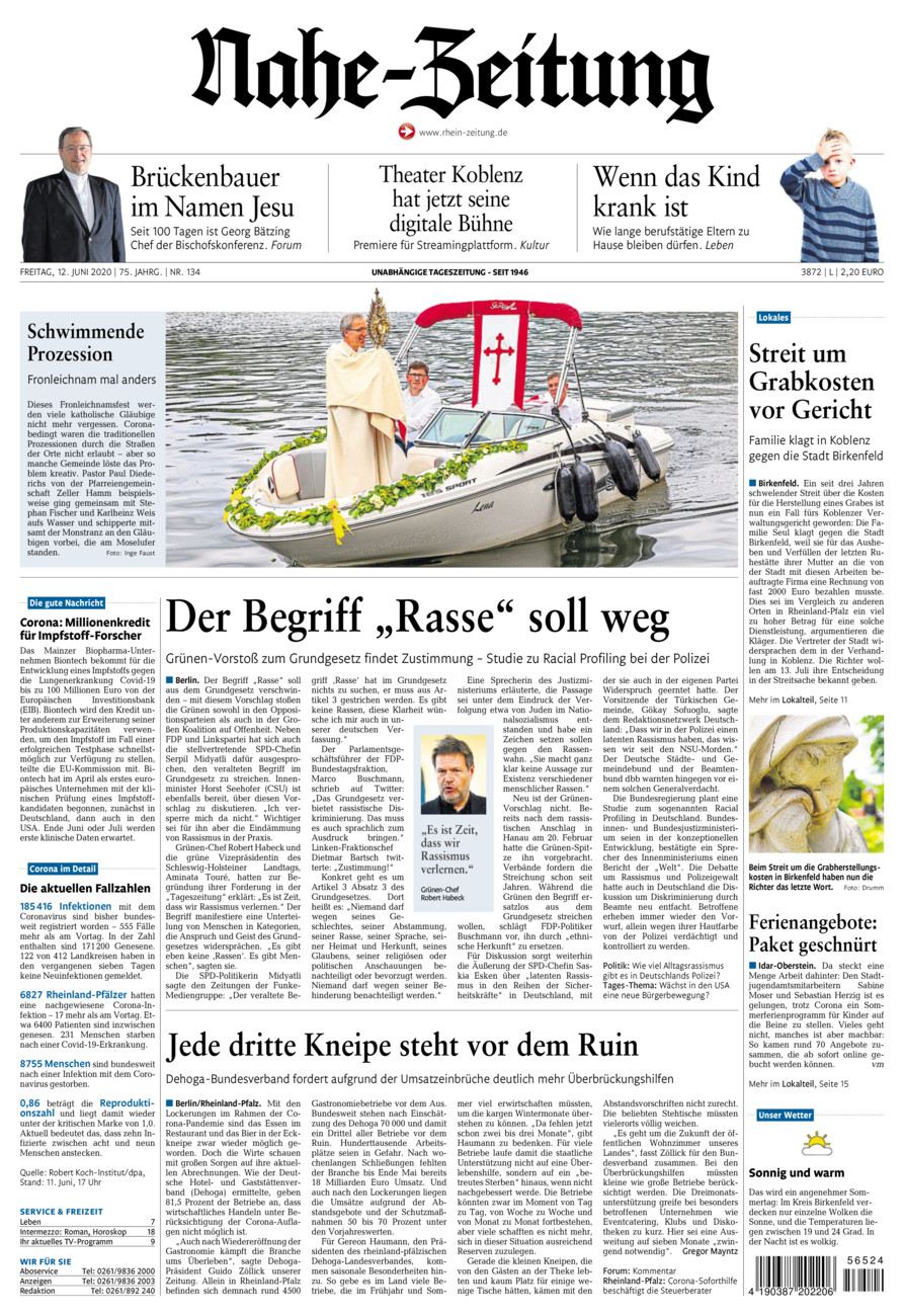 Nahe-Zeitung vom Freitag, 12.06.2020