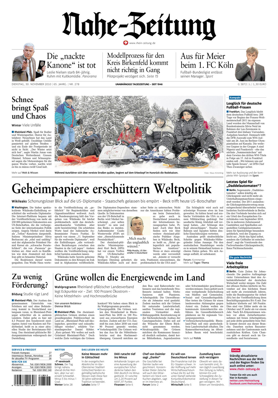 Nahe-Zeitung vom Dienstag, 30.11.2010