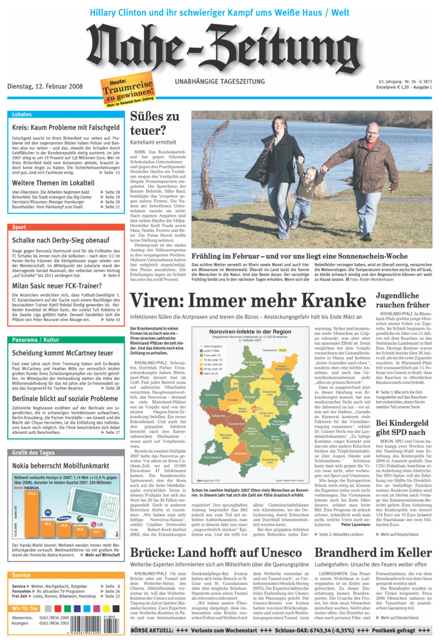 Nahe-Zeitung vom Dienstag, 12.02.2008