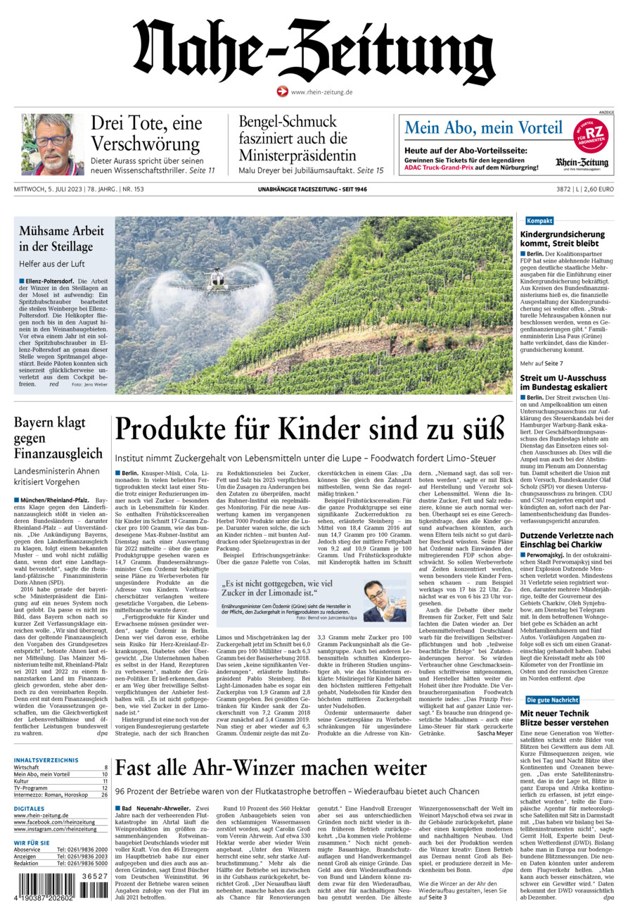 Nahe-Zeitung vom Mittwoch, 05.07.2023