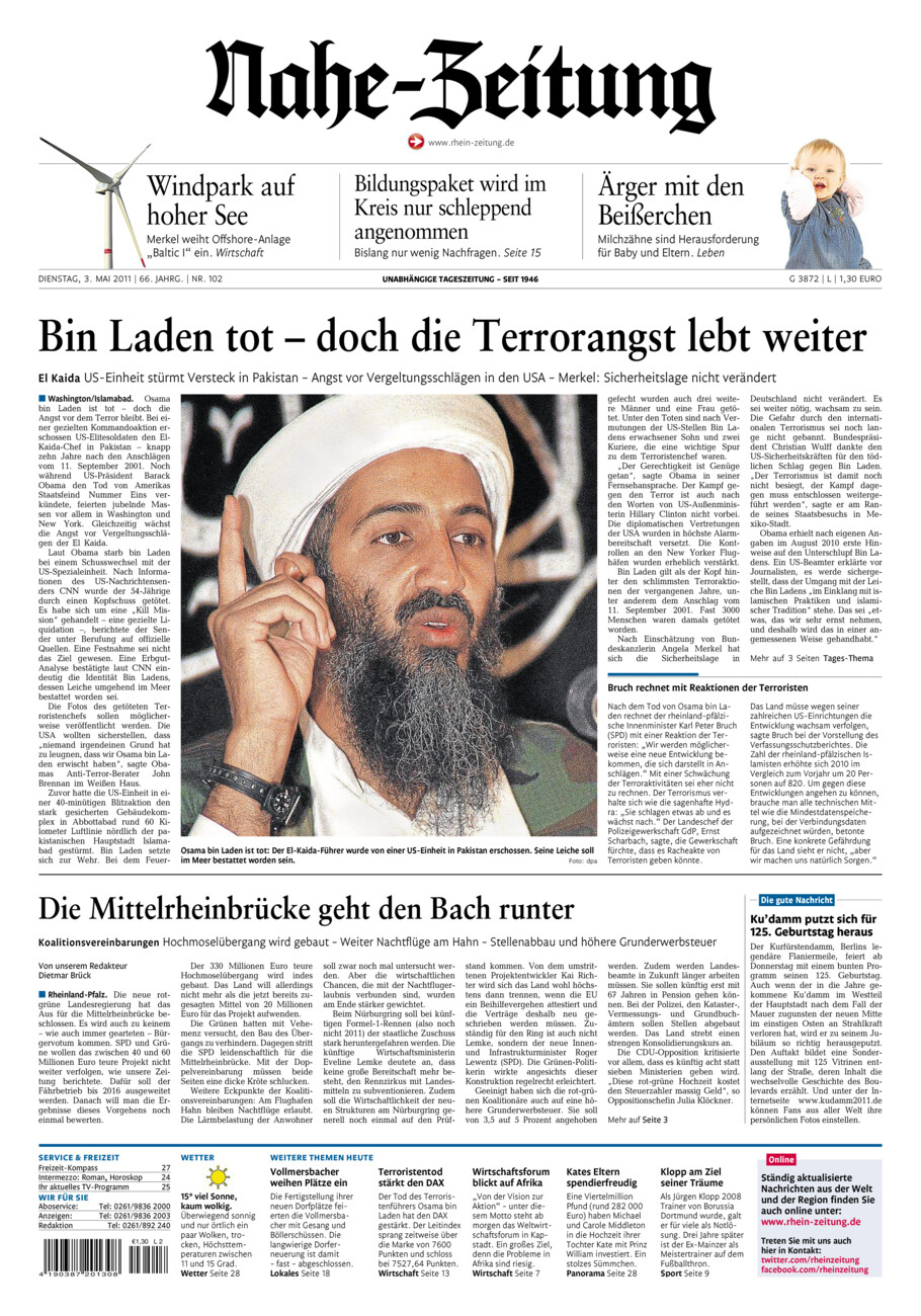 Nahe-Zeitung vom Dienstag, 03.05.2011