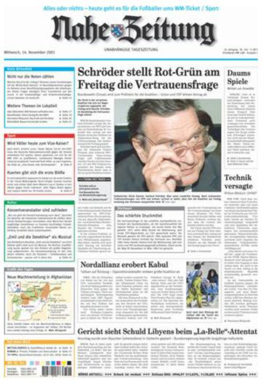 Nahe-Zeitung vom Mittwoch, 14.11.2001