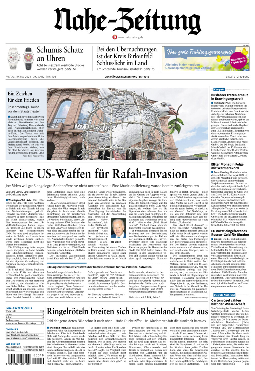 Nahe-Zeitung vom Freitag, 10.05.2024