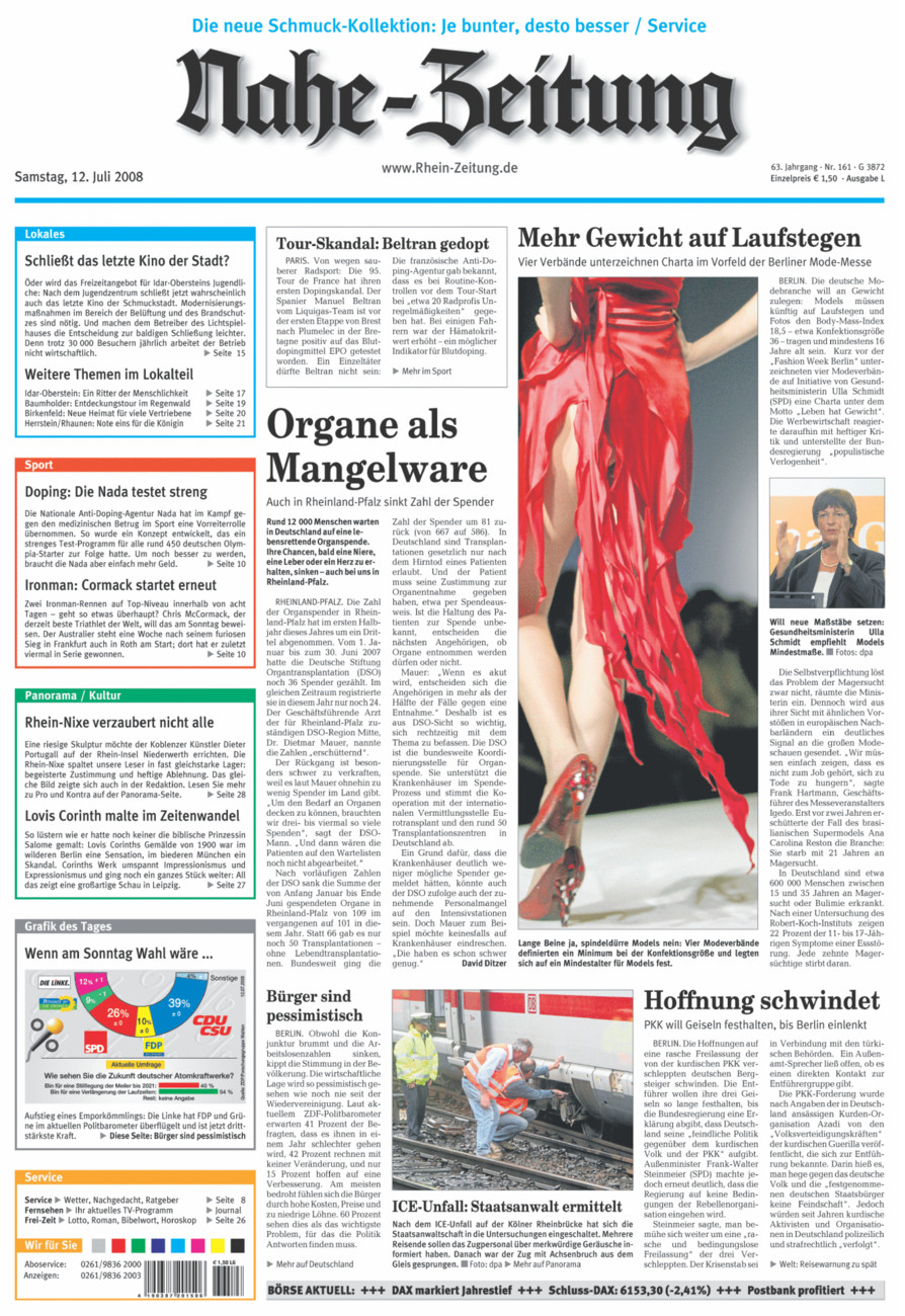 Nahe-Zeitung vom Samstag, 12.07.2008