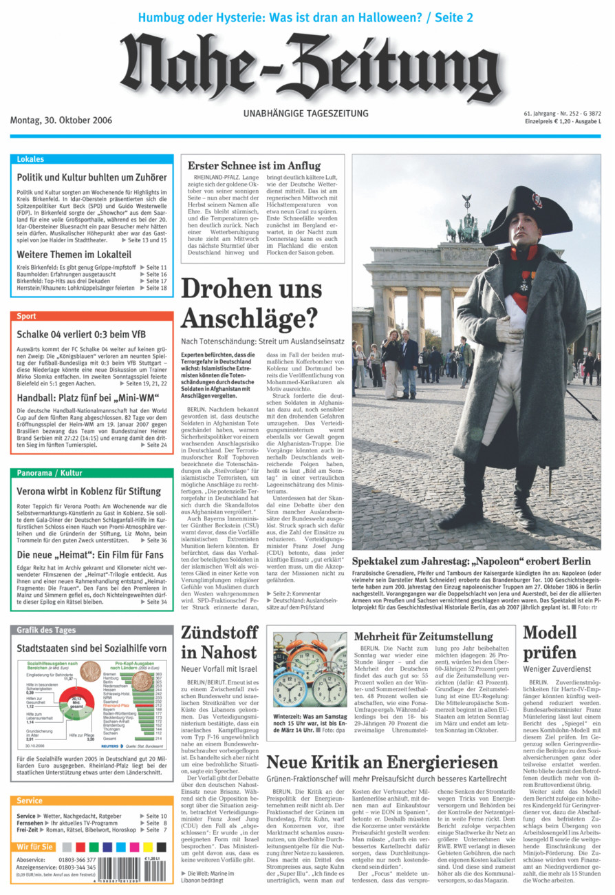 Nahe-Zeitung vom Montag, 30.10.2006