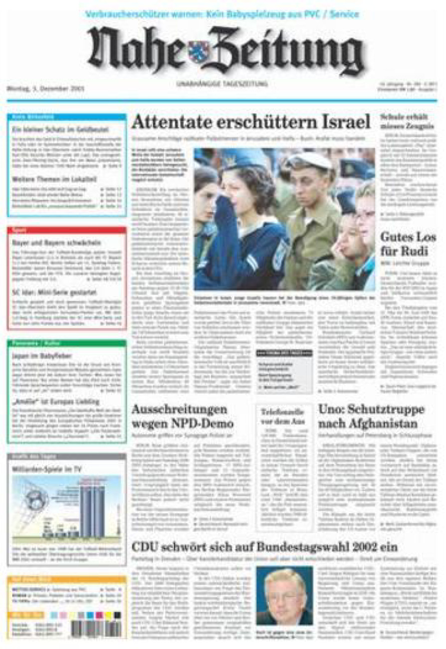 Nahe-Zeitung vom Montag, 03.12.2001
