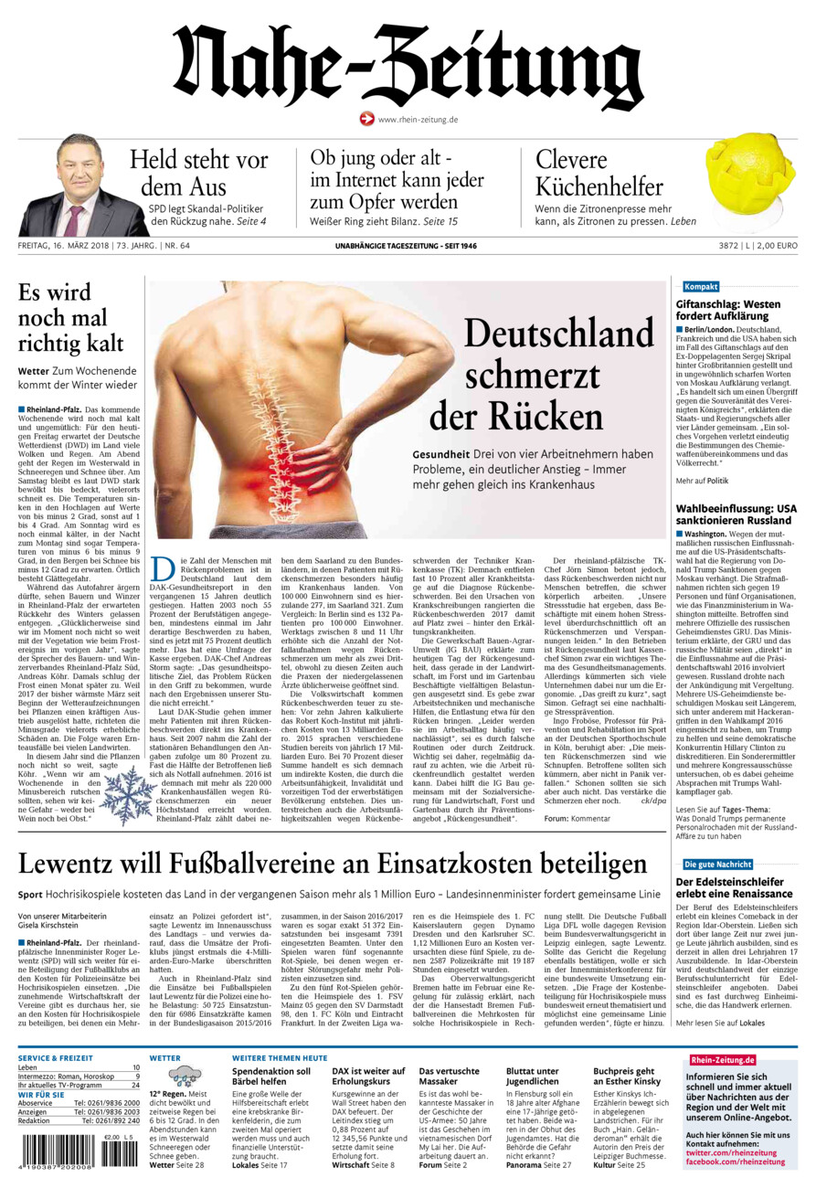 Nahe-Zeitung vom Freitag, 16.03.2018