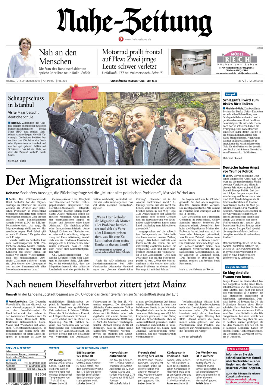Nahe-Zeitung vom Freitag, 07.09.2018