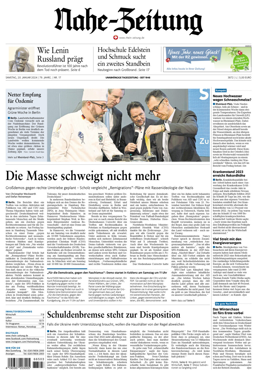 Nahe-Zeitung vom Samstag, 20.01.2024