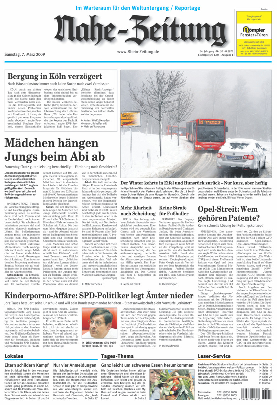 Nahe-Zeitung vom Samstag, 07.03.2009