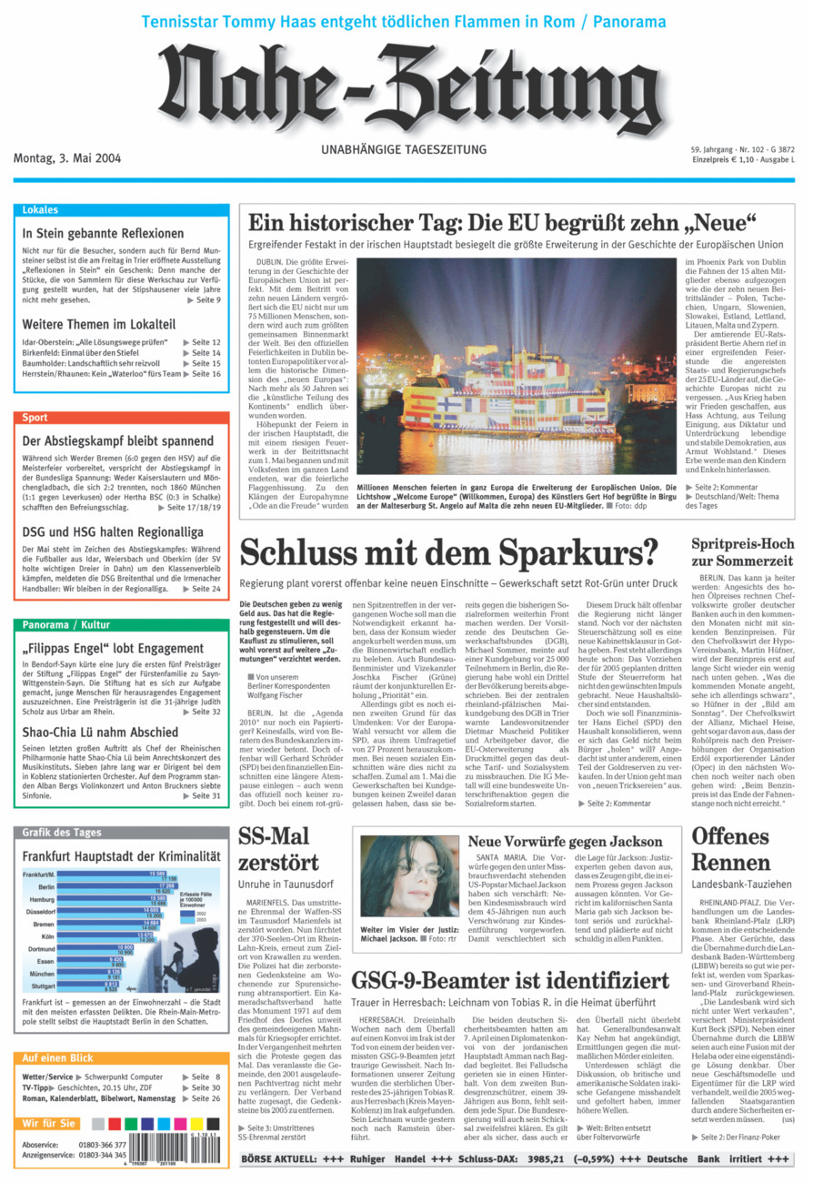 Nahe-Zeitung vom Montag, 03.05.2004