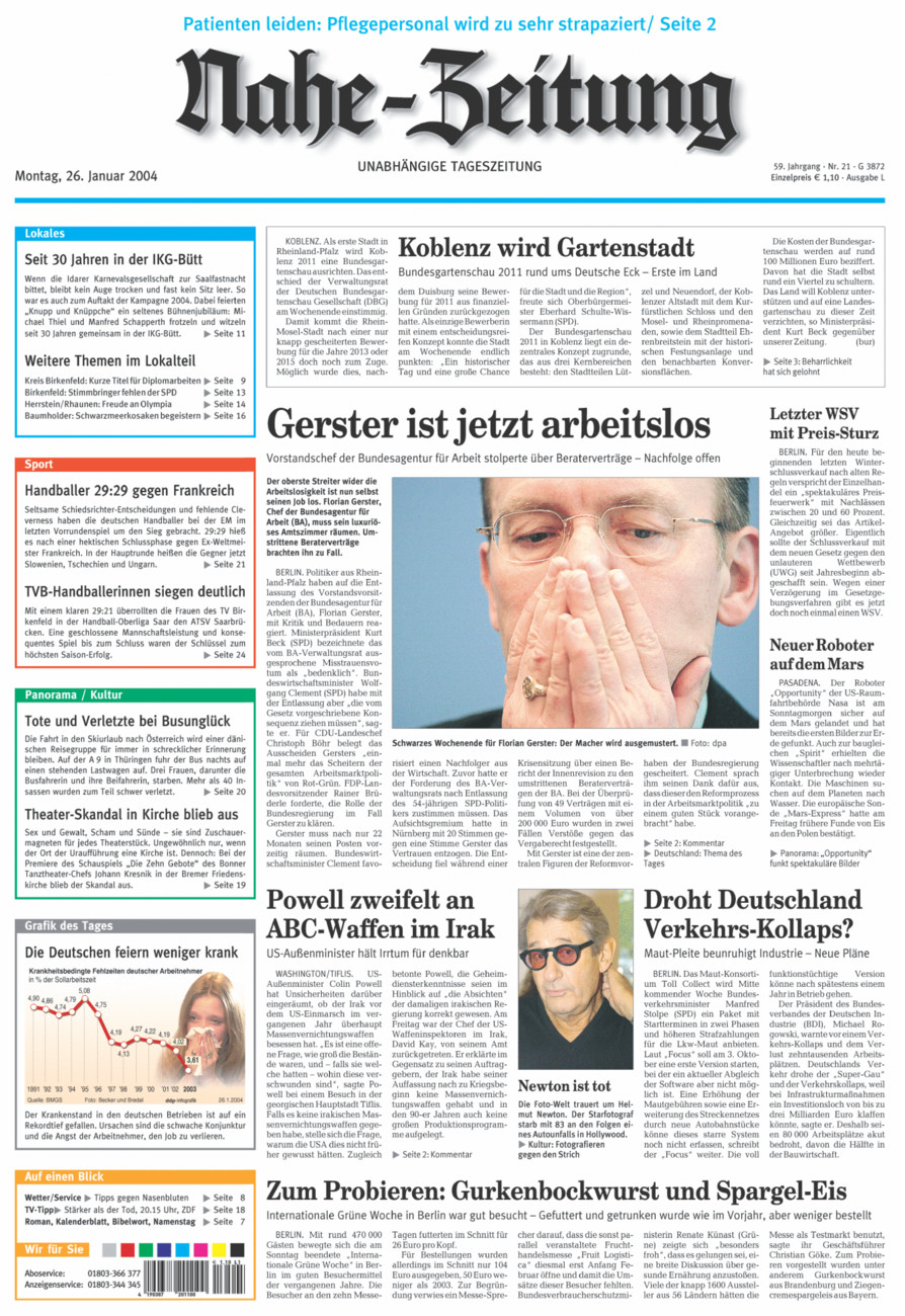 Nahe-Zeitung vom Montag, 26.01.2004