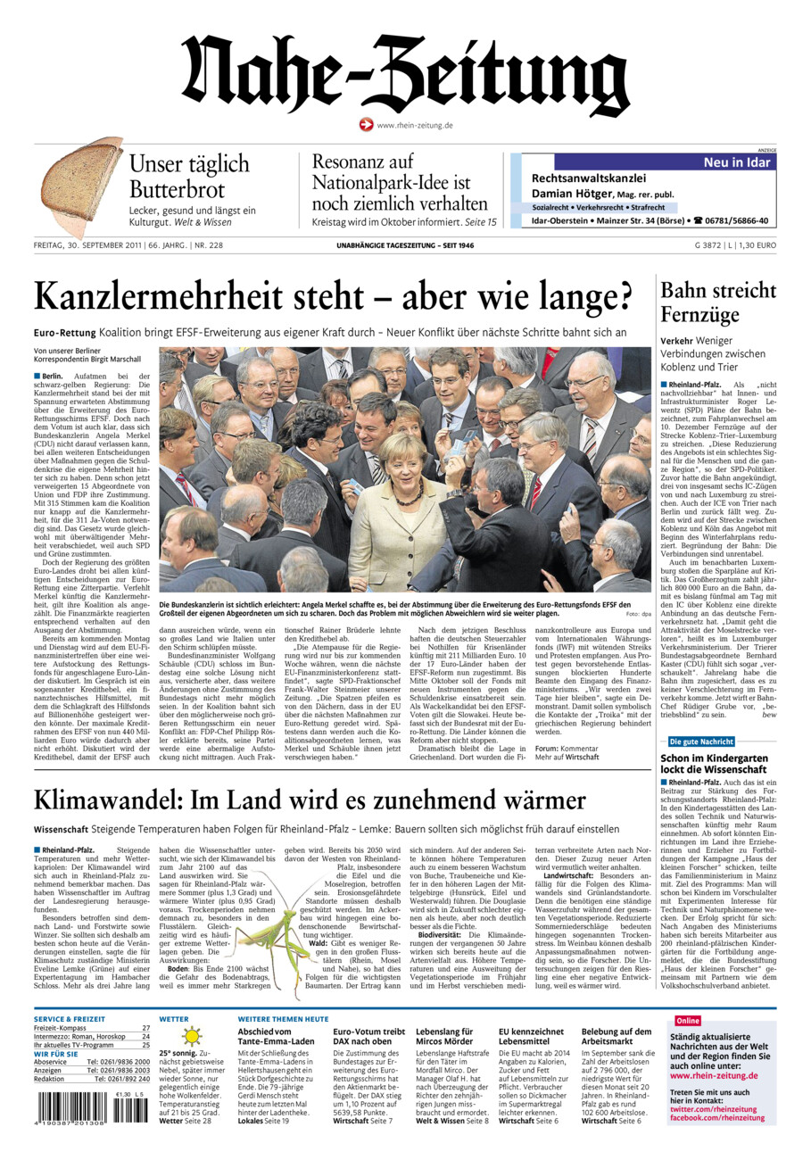 Nahe-Zeitung vom Freitag, 30.09.2011