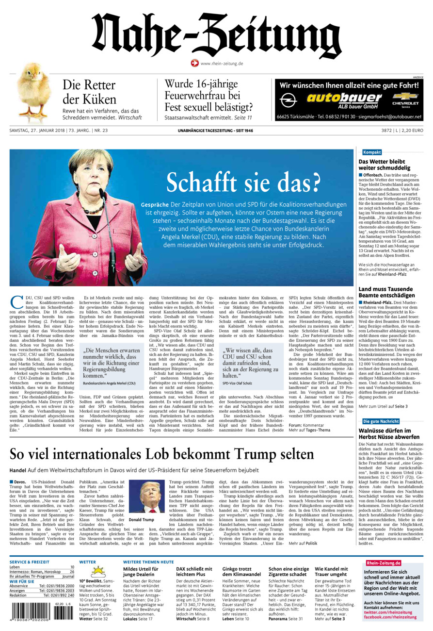 Nahe-Zeitung vom Samstag, 27.01.2018