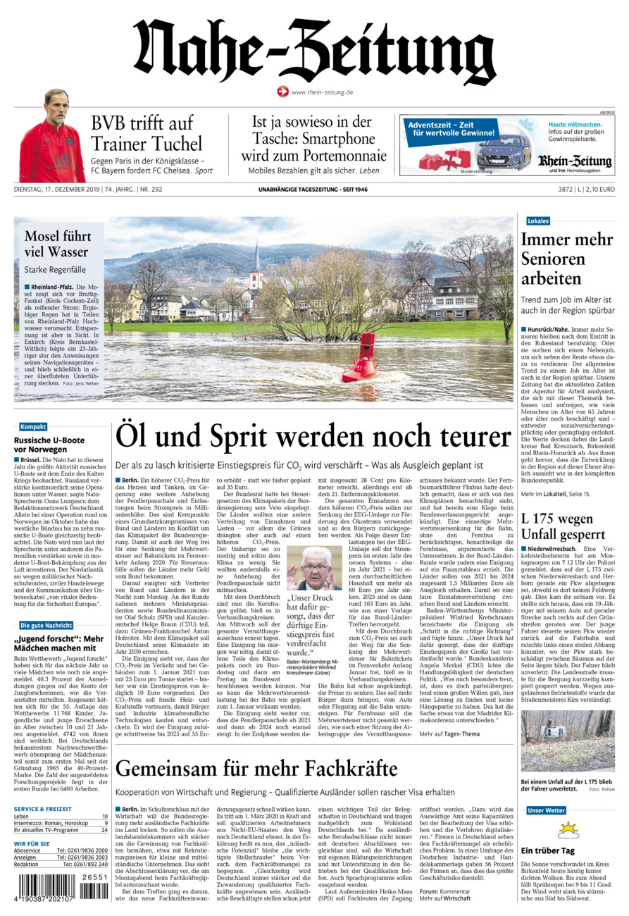 Nahe-Zeitung vom Dienstag, 17.12.2019