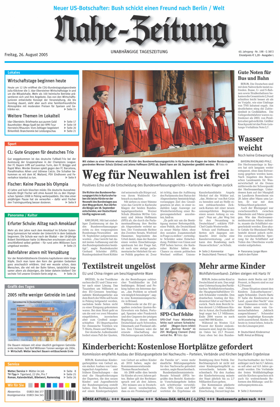 Nahe-Zeitung vom Freitag, 26.08.2005