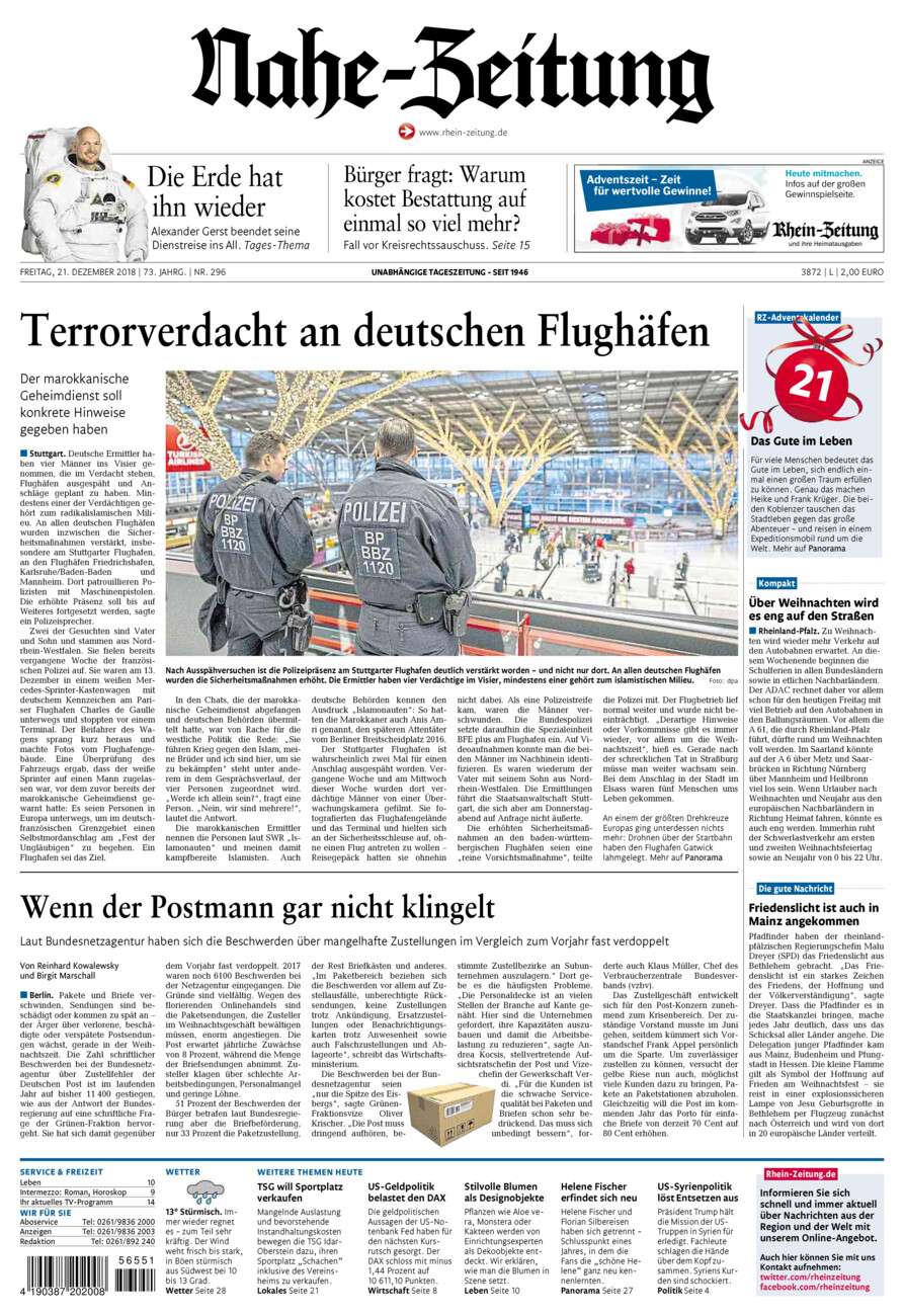 Nahe-Zeitung vom Freitag, 21.12.2018