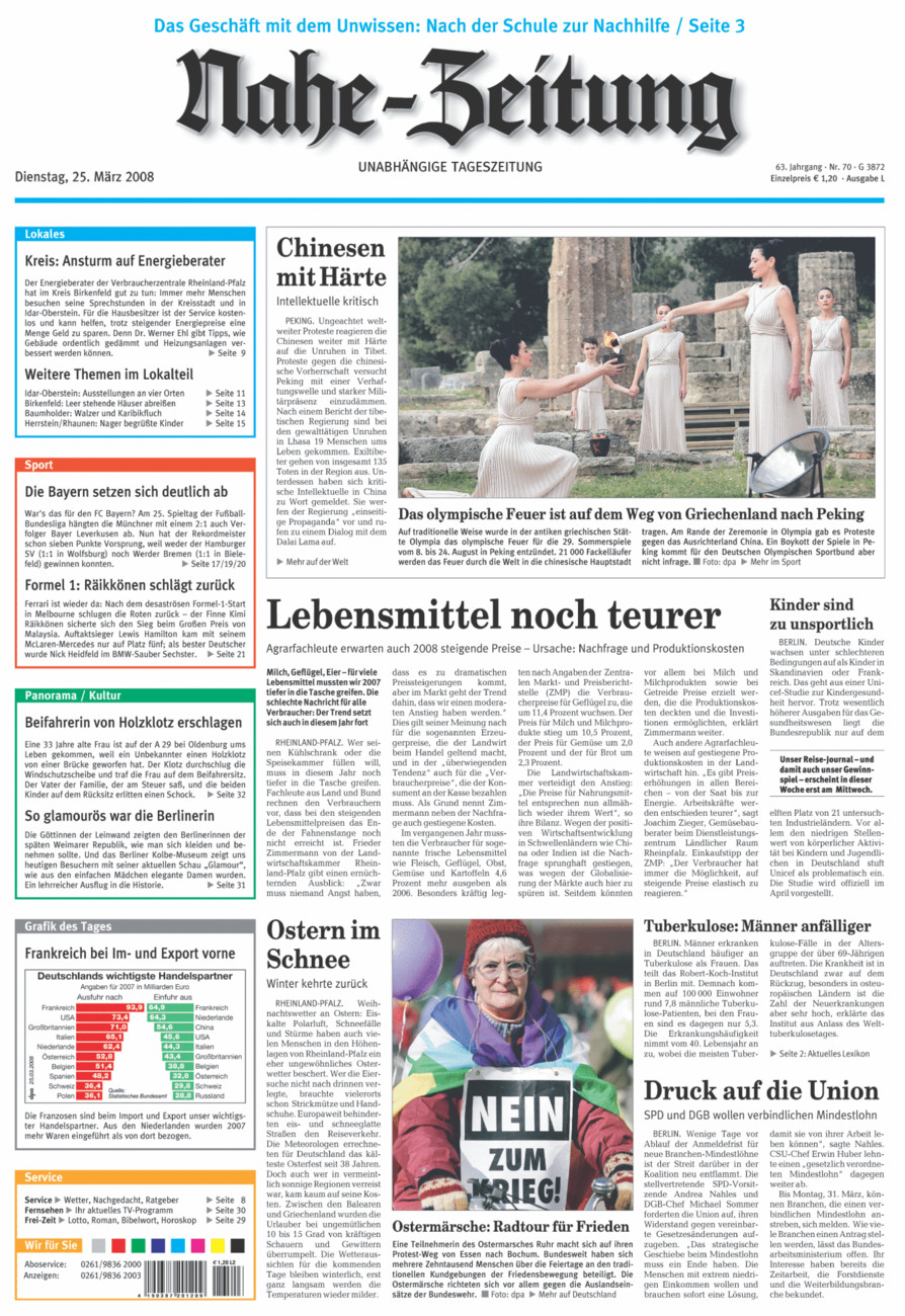 Nahe-Zeitung vom Dienstag, 25.03.2008