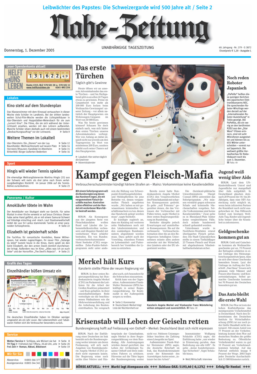 Nahe-Zeitung vom Donnerstag, 01.12.2005