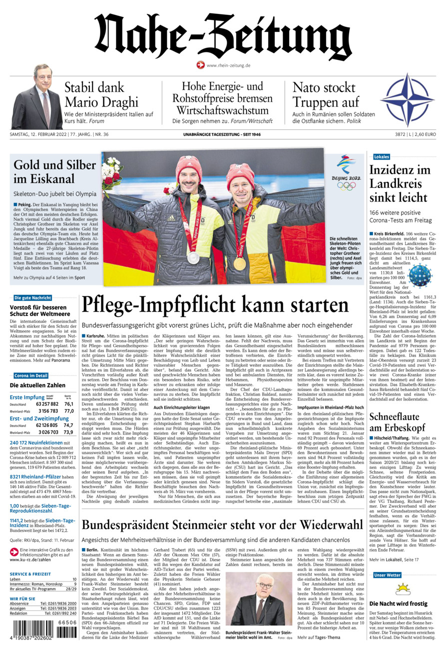 Nahe-Zeitung vom Samstag, 12.02.2022