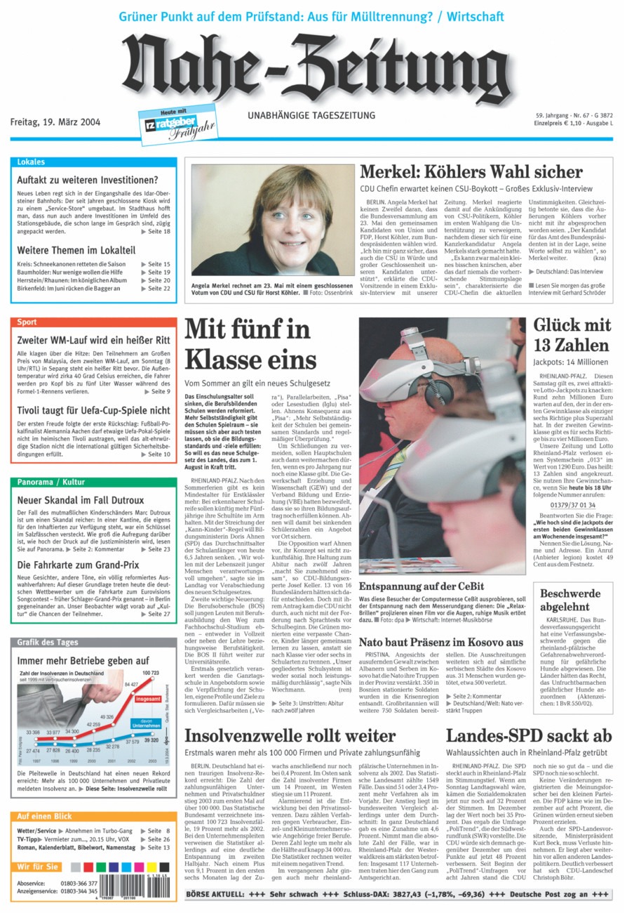 Nahe-Zeitung vom Freitag, 19.03.2004