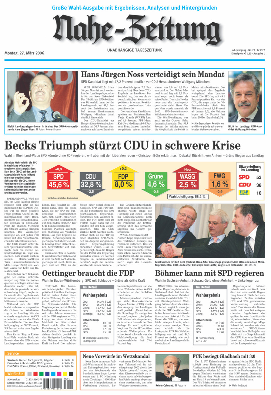 Nahe-Zeitung vom Montag, 27.03.2006
