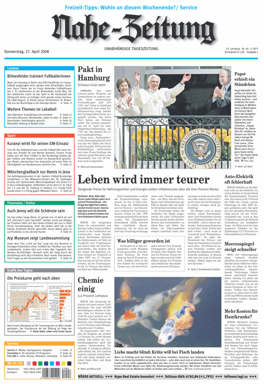 Nahe-Zeitung vom Donnerstag, 17.04.2008