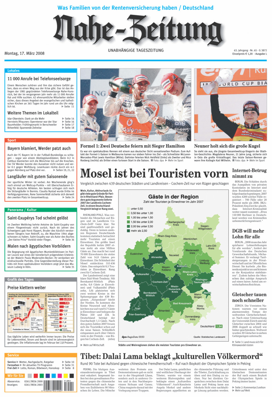 Nahe-Zeitung vom Montag, 17.03.2008