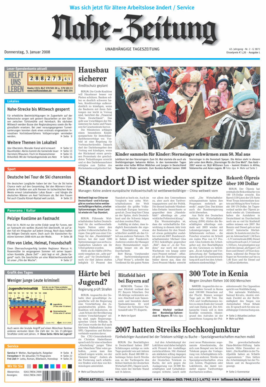 Nahe-Zeitung vom Donnerstag, 03.01.2008