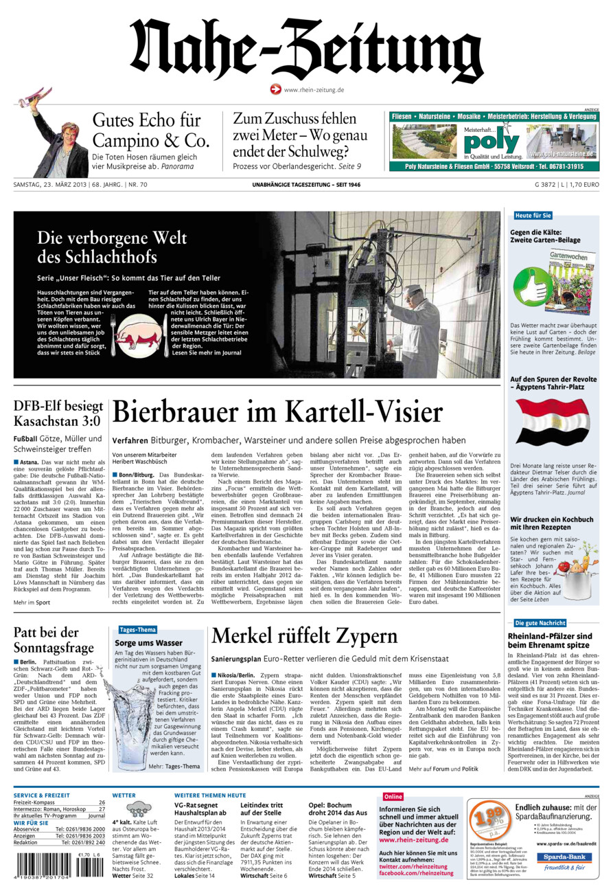 Nahe-Zeitung vom Samstag, 23.03.2013