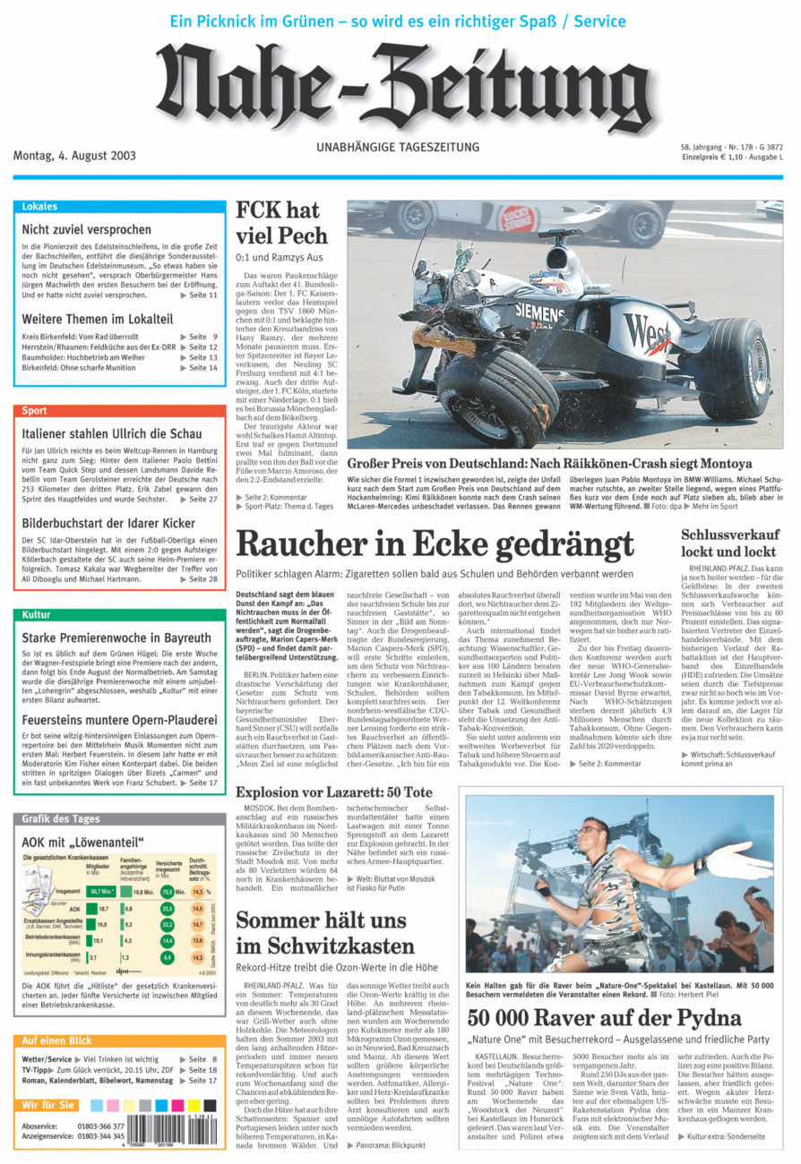 Nahe-Zeitung vom Montag, 04.08.2003
