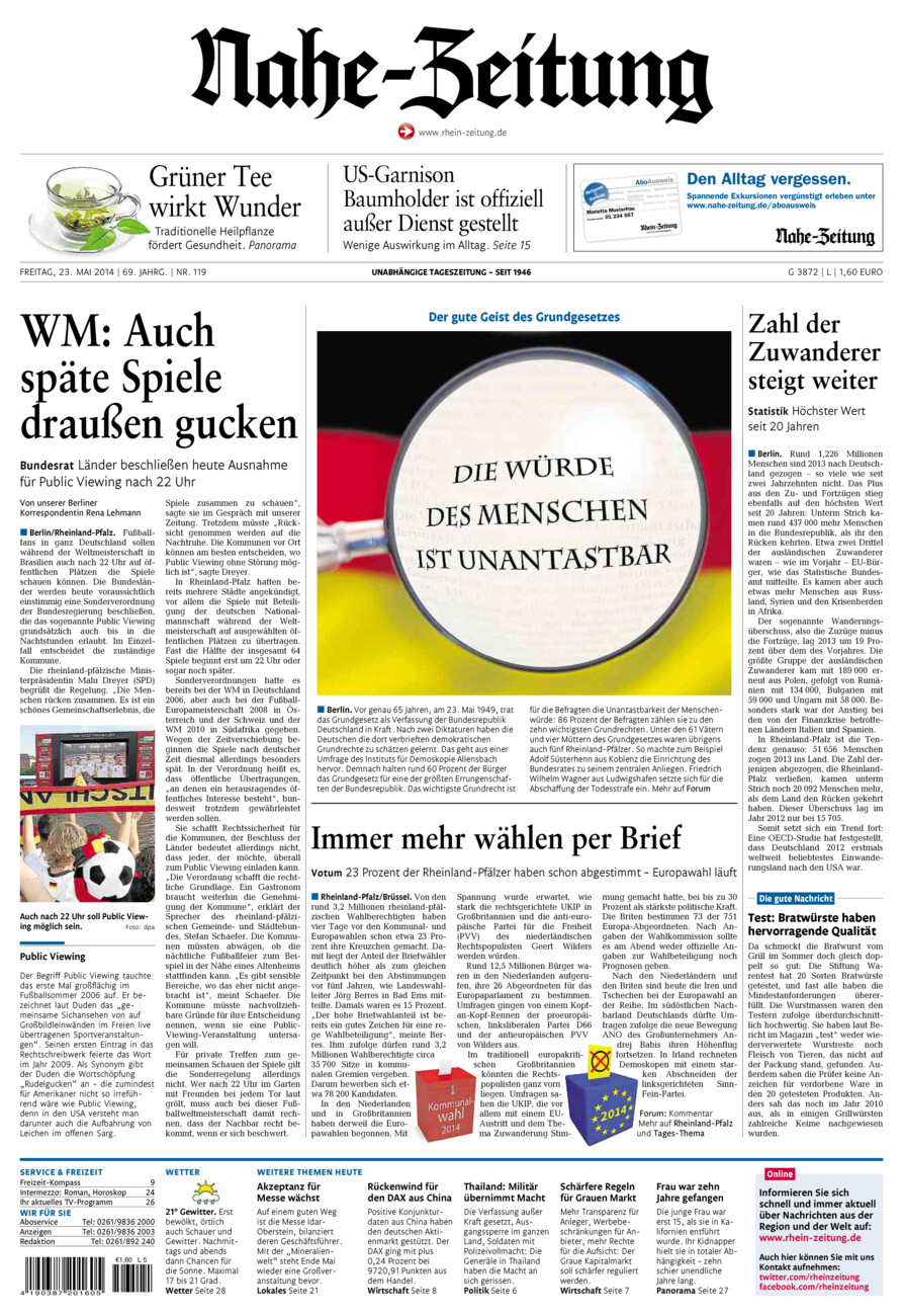 Nahe-Zeitung vom Freitag, 23.05.2014