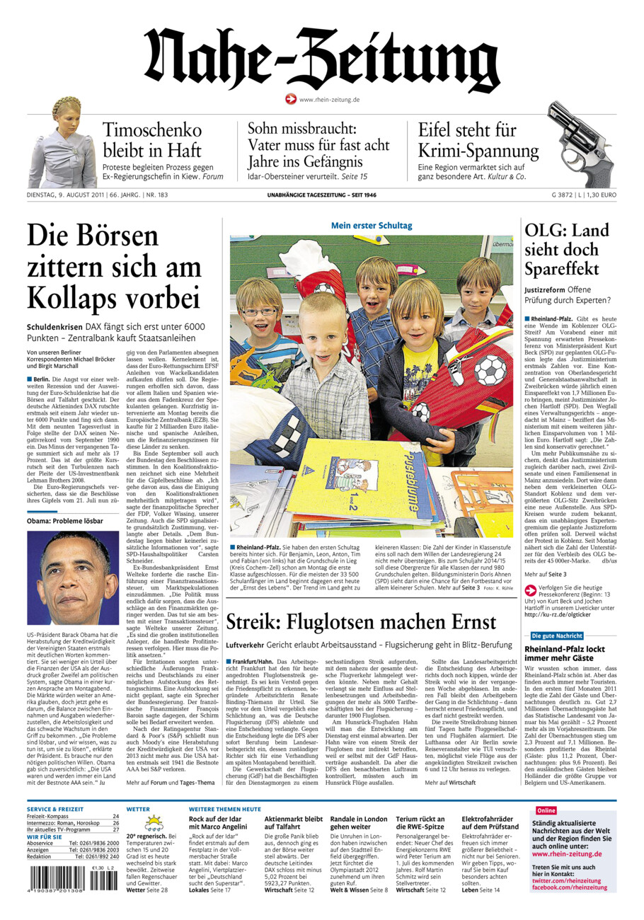 Nahe-Zeitung vom Dienstag, 09.08.2011
